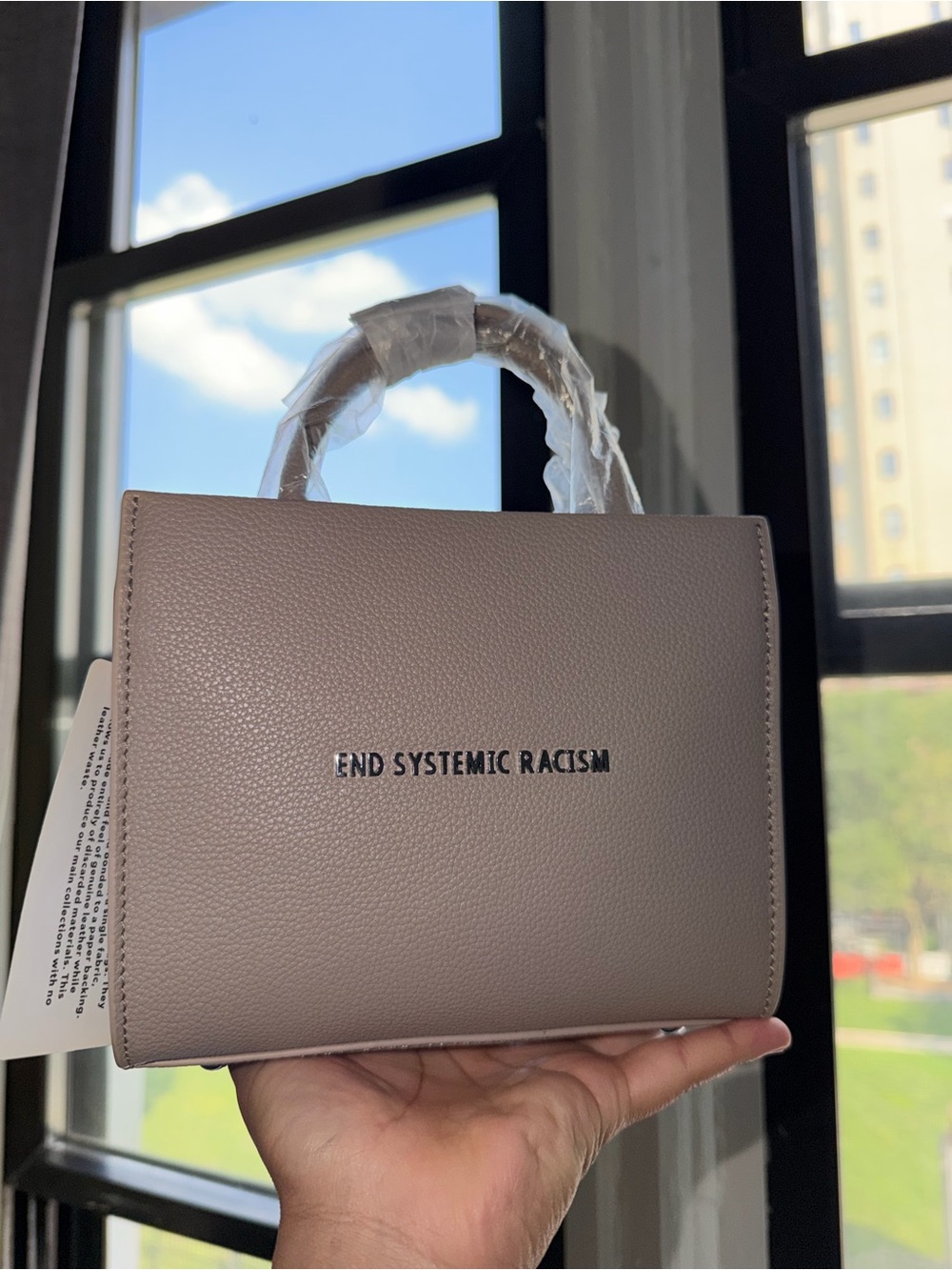 Brandon Blackwood ESR Tote Beige/Taupe Apple Leather End Systemic Racism NWT